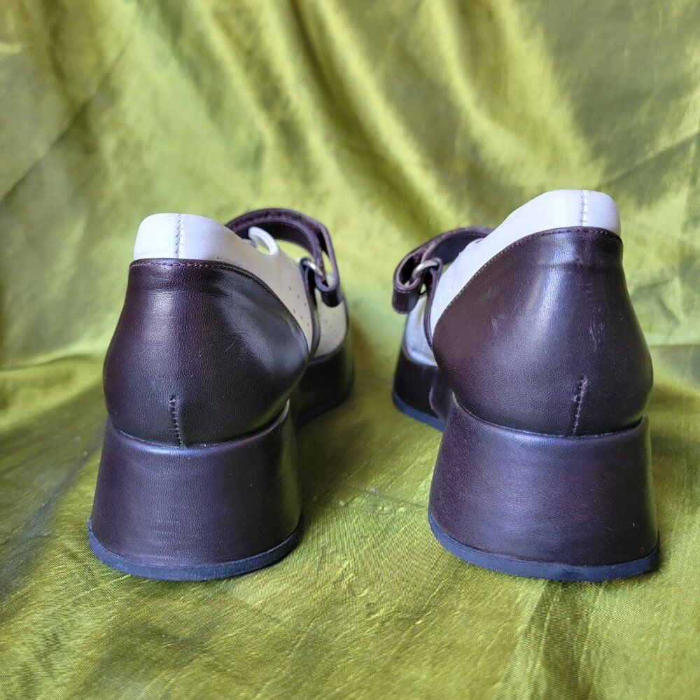 VINTAGE Giraudon New York Two Tone Platform Mary Janes Handmade Portugal NIB 5.5 - Picture 3 of 6